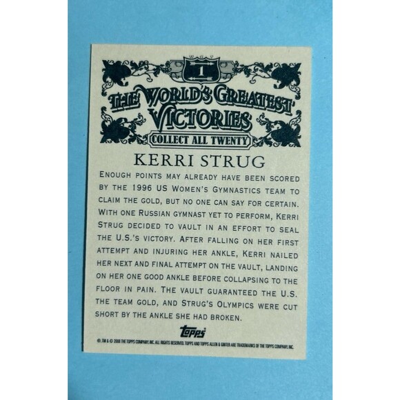 Kerri Strug Olympian 2008 Allen & Ginter Code Card #1 - Picture 2 of 2